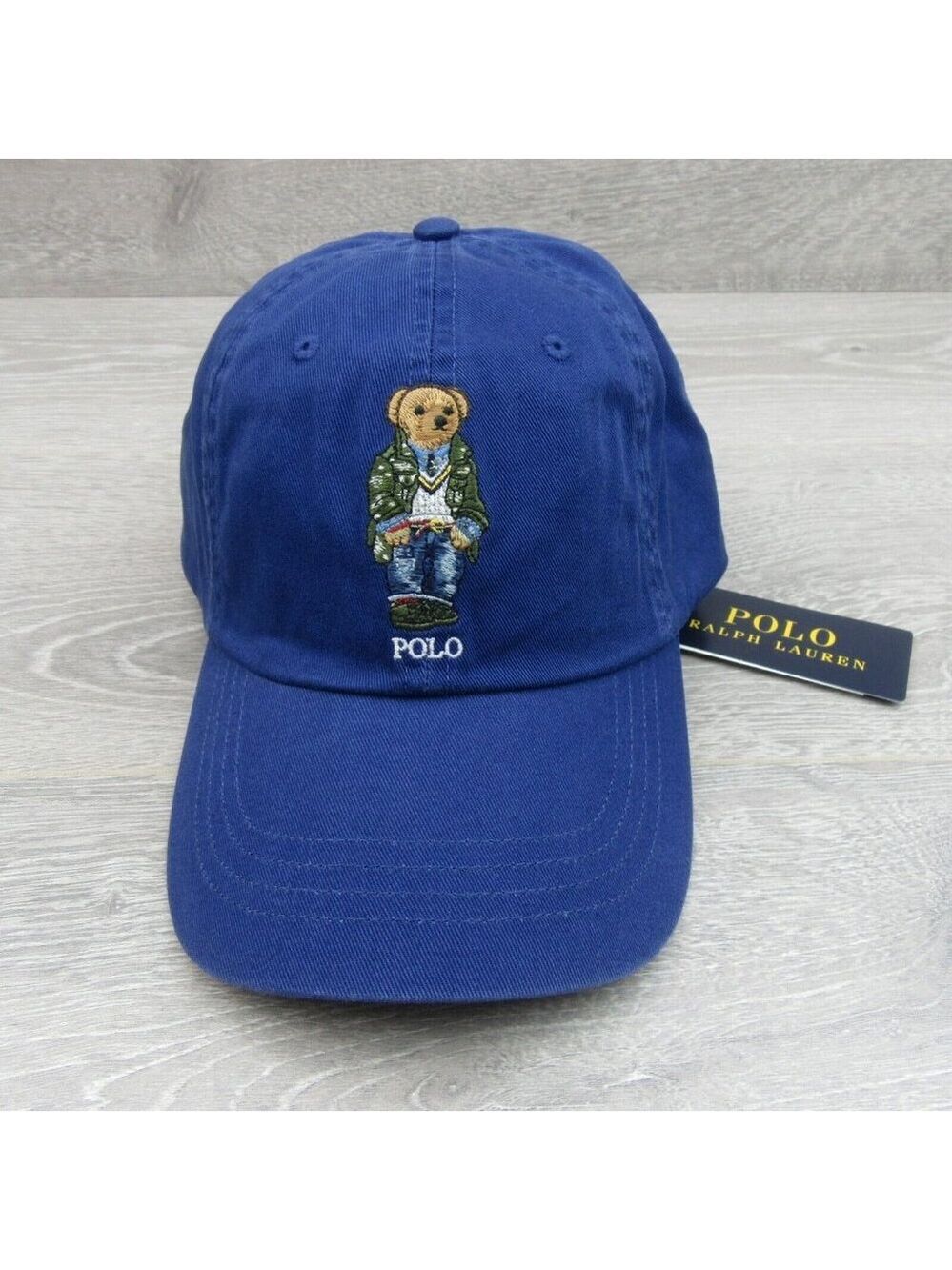 Polo Ralph Lauren Bear Twill Ball Cap Hat Royal Blue OS Adjustable NEW - Picture 2 of 13